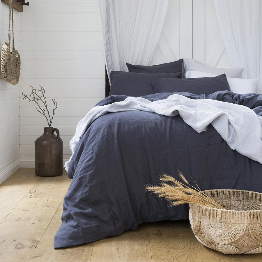 Bambury Quilt Cover Bambury French Linen Quilt Cover Set - Charcoal