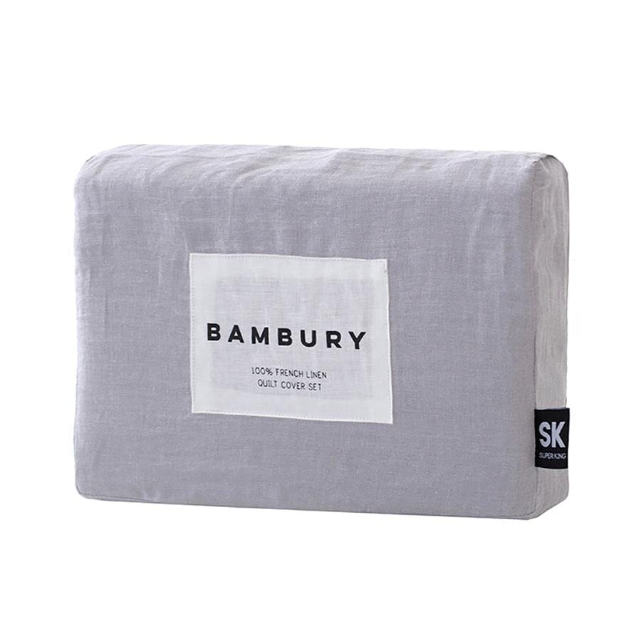 Bambury Quilt Cover Bambury French Linen Quilt Cover Set - Silver