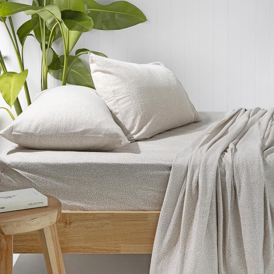 Bambury Bed Sheets Bambury Spot Flannelette Sheet Set - Pebble