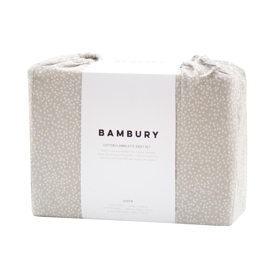 Bambury Bed Sheets Bambury Spot Flannelette Sheet Set - Pebble