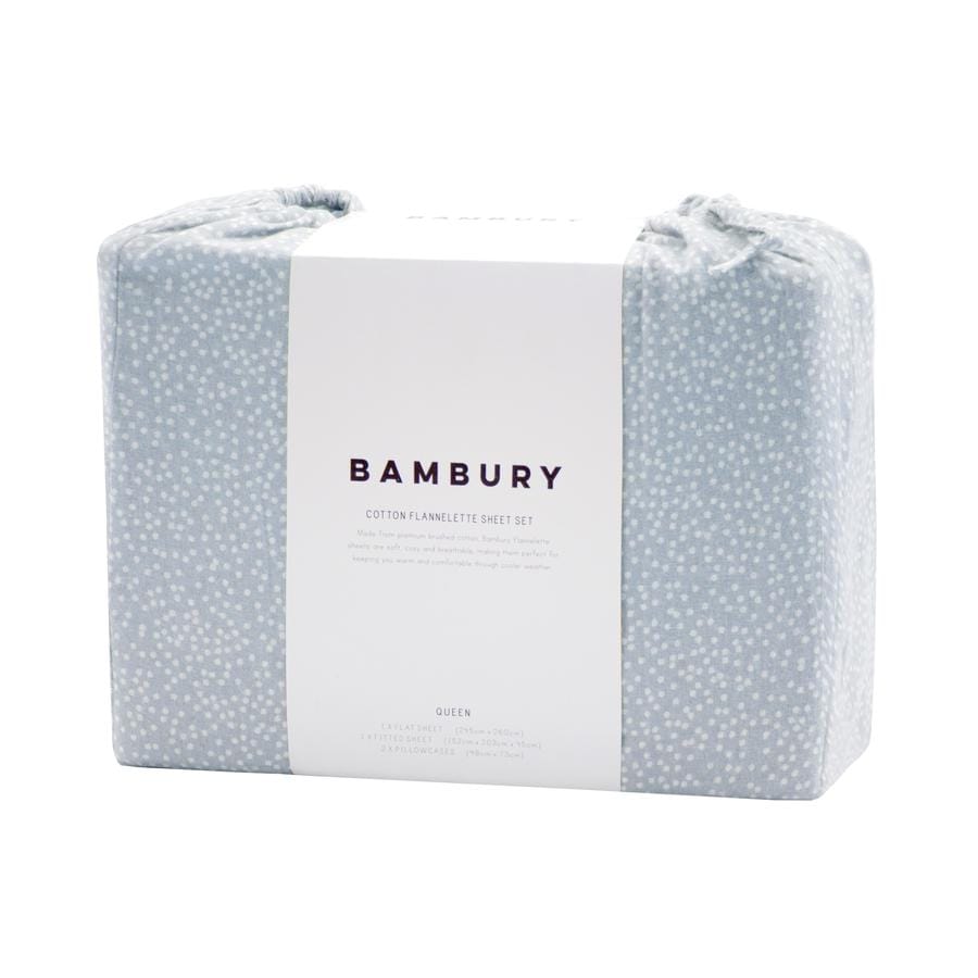 Bambury Bed Sheets Bambury Spot Flannelette Sheet Set - Steel Blue