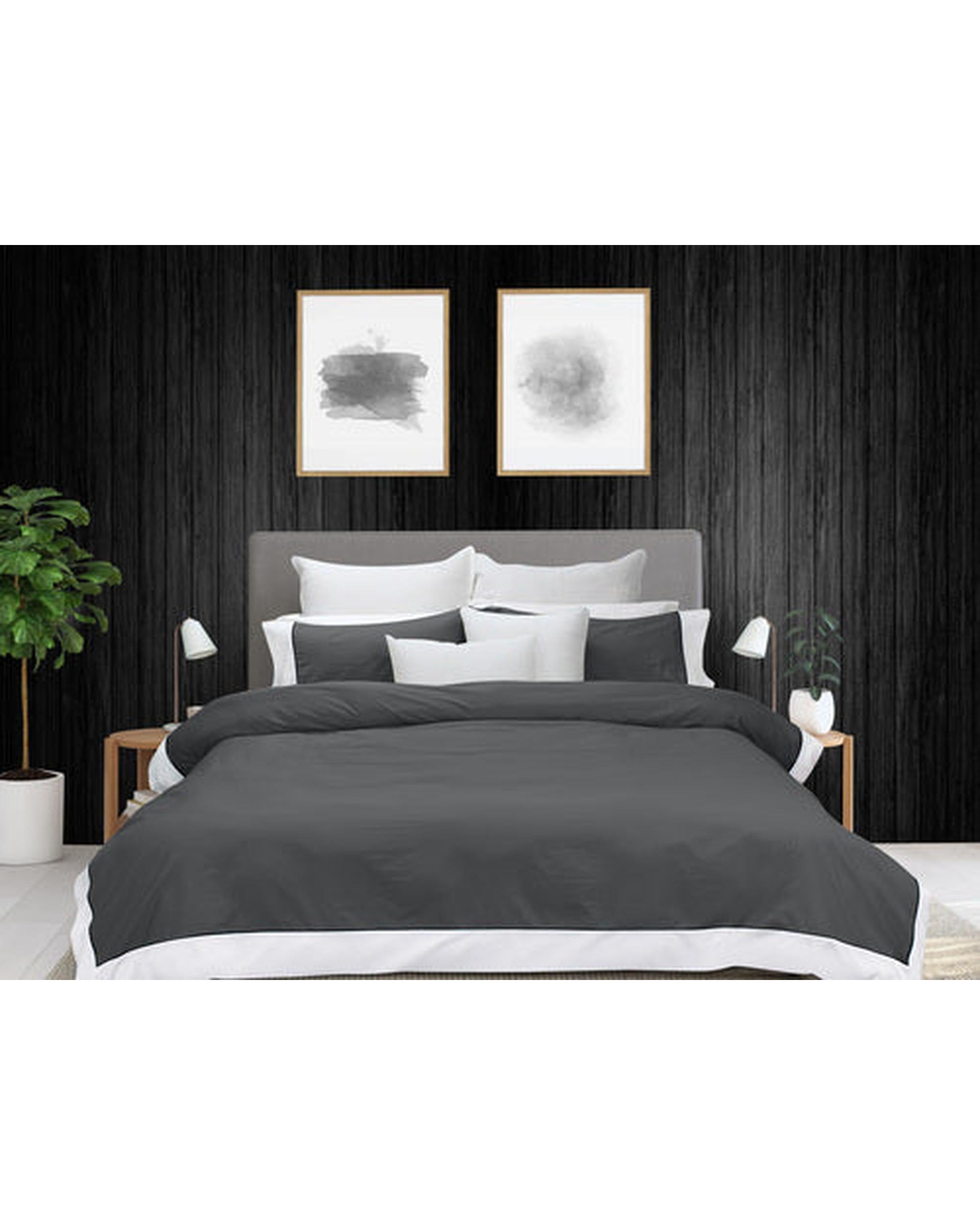 Bas Phillips Quilt Cover Charcoal & White / Queen Bass Phillips New York Cotton Quilt Cover Set