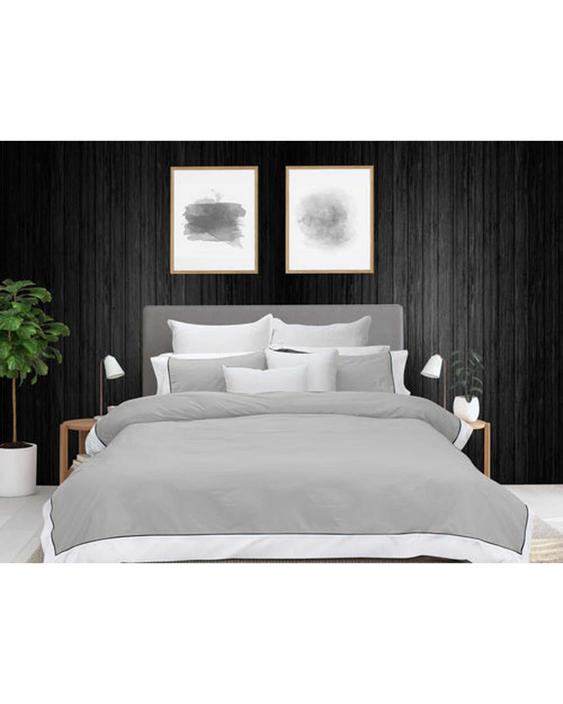 Bas Phillips Quilt Cover Pewter & White / Queen Bass Phillips New York Cotton Quilt Cover Set