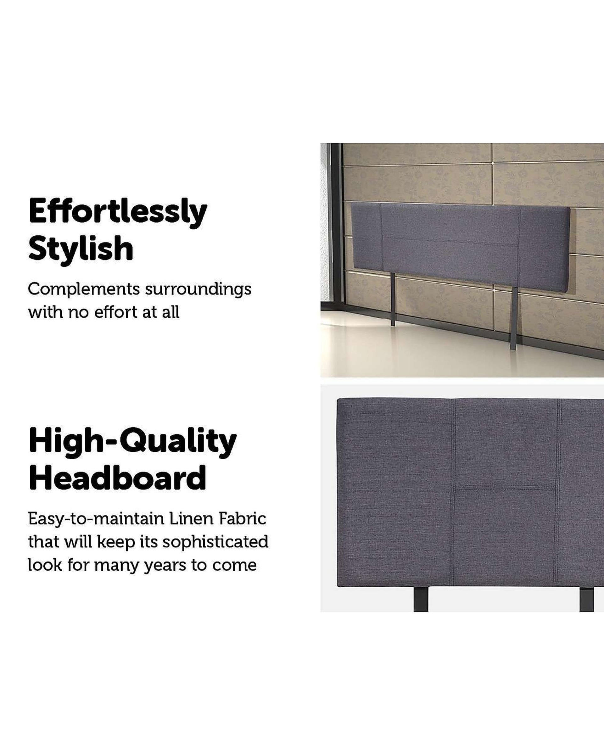 Modern Fabric Linen Bedhead - 2 Colours Palermo