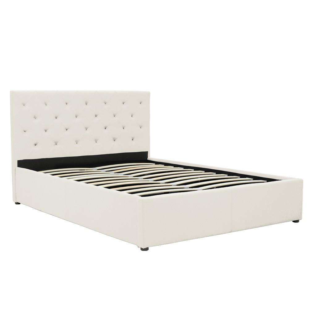 GAS LIFT BED FRAME WITH HEADBOARD - BEIGE Big Bedding Australia