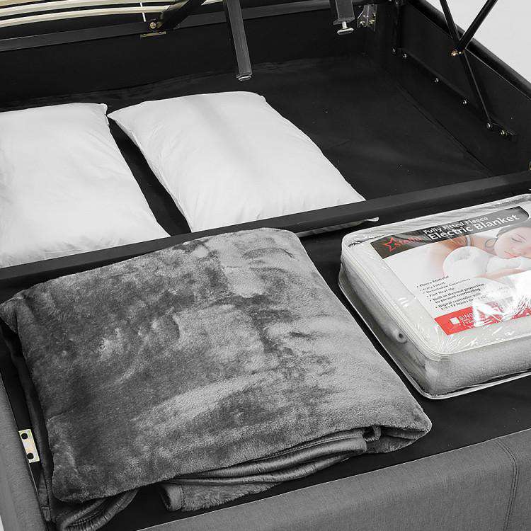 GAS LIFT BED FRAME WITH HEADBOARD -  DARK GREY Big Bedding Australia