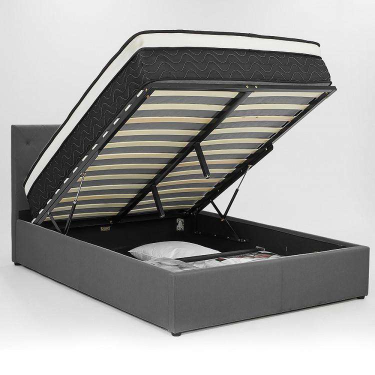 GAS LIFT BED FRAME WITH HEADBOARD -  DARK GREY Big Bedding Australia