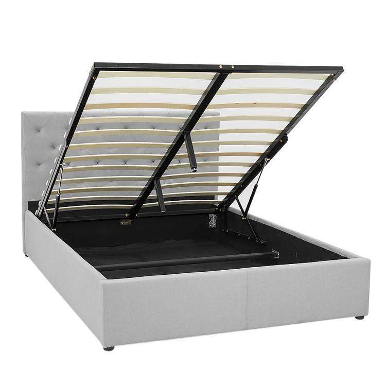 GAS LIFT BED FRAME WITH HEADBOARD -  GREY Big Bedding Australia