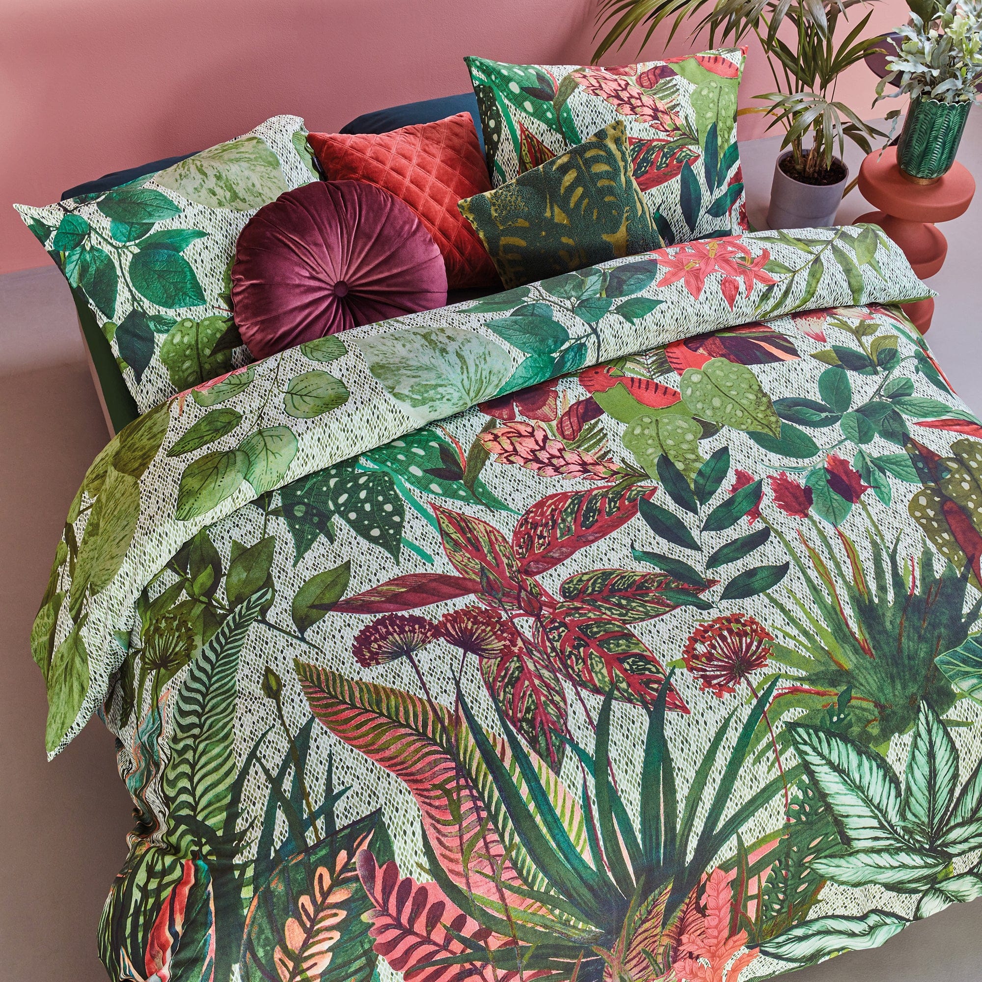 Bedding House Quilt Cover Bedding House Cotton Percale Wildwood Green Quilt Cover Set
