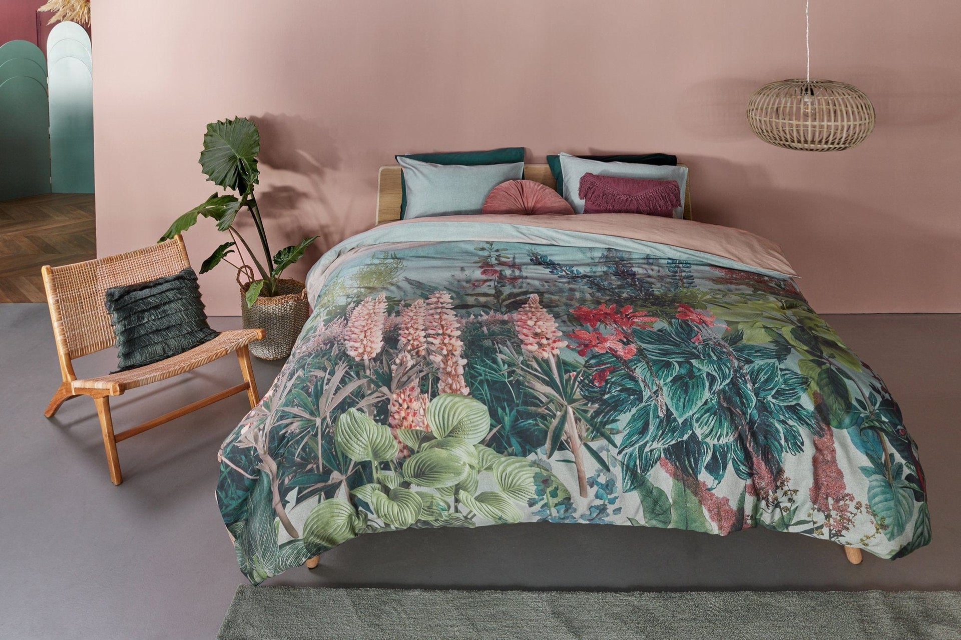 Bedding House Quilt Cover Bedding House Lupine Green Sateen Quilt Cover Set