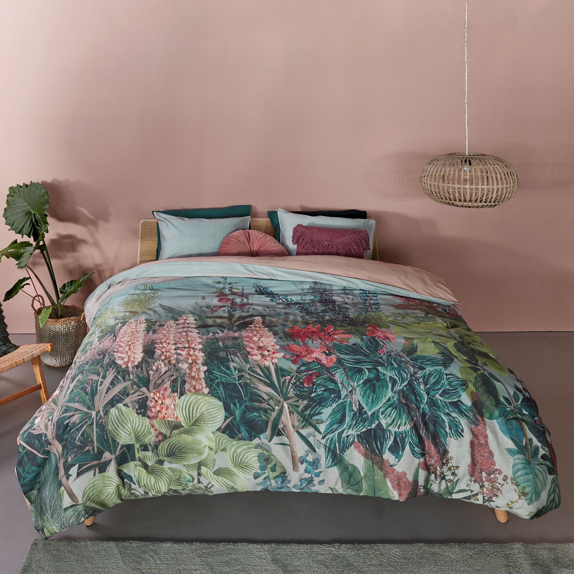 Bedding House Quilt Cover Bedding House Lupine Green Sateen Quilt Cover Set