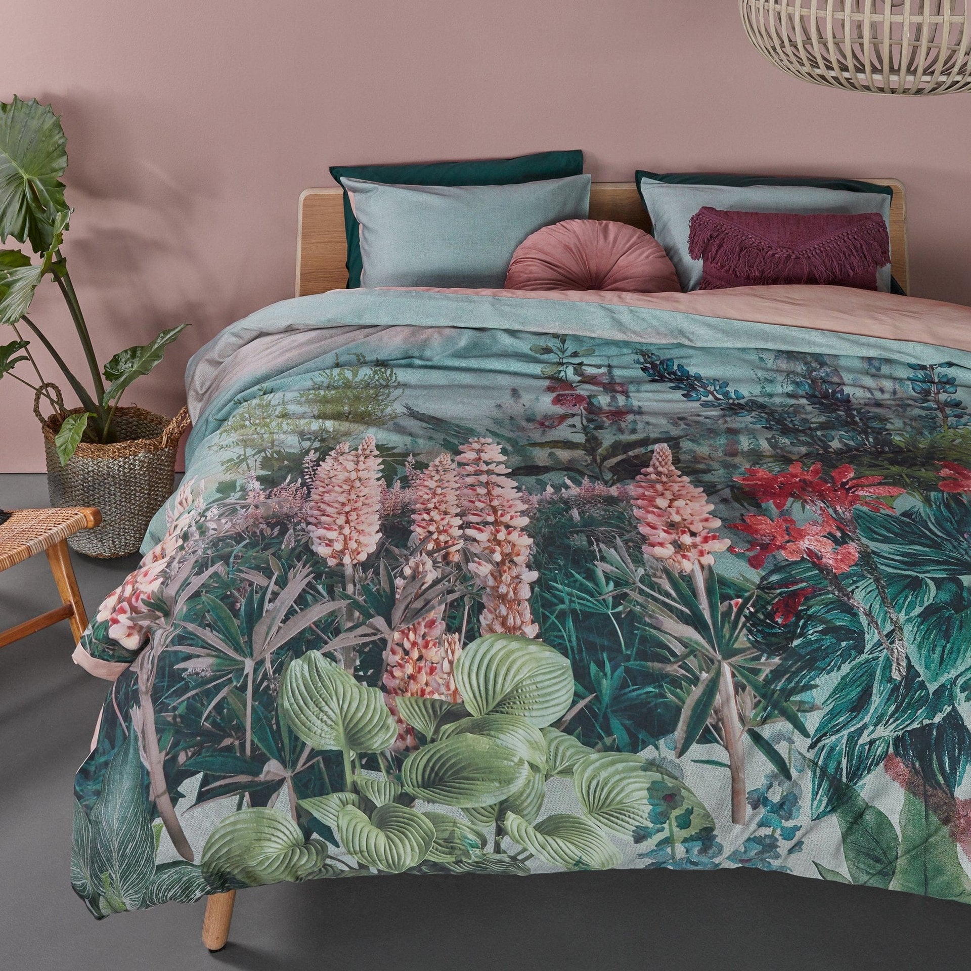 Bedding House Quilt Cover Bedding House Lupine Green Sateen Quilt Cover Set