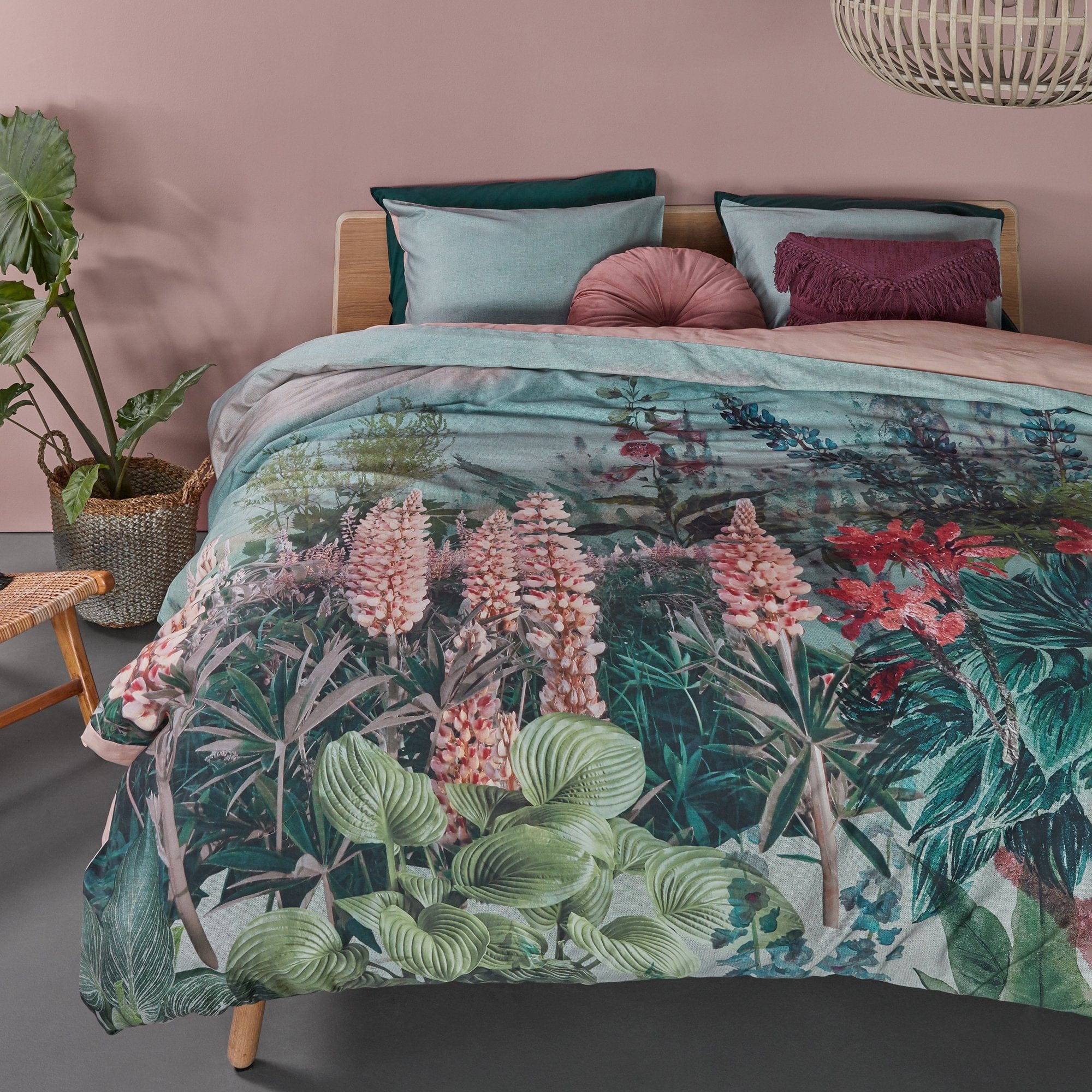 Bedding House Quilt Cover Bedding House Lupine Green Sateen Quilt Cover Set