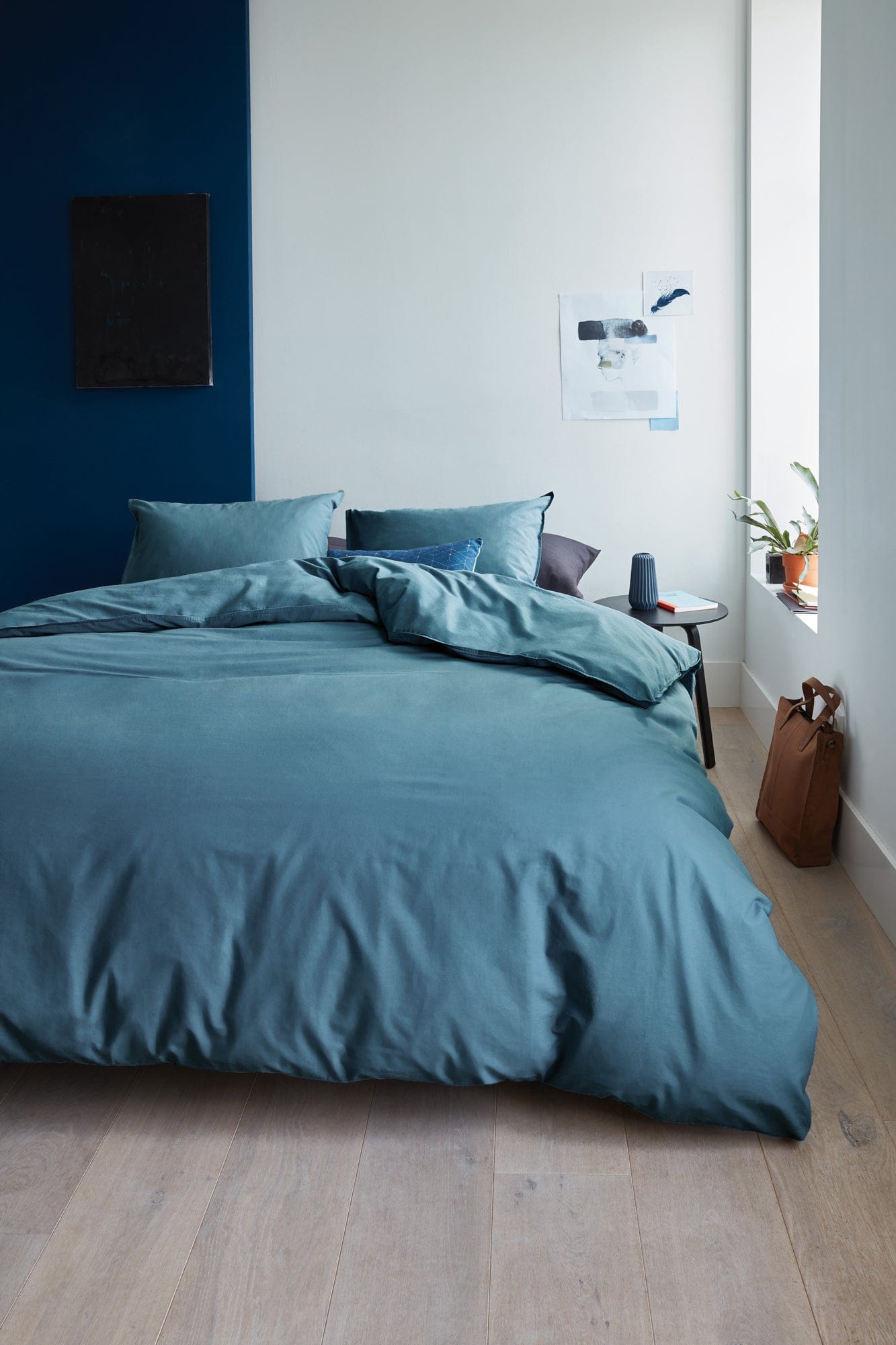 Bedding House Quilt Cover Bedding House Organic Cotton Basic Blue Grey Cotton Quilt Cover Set