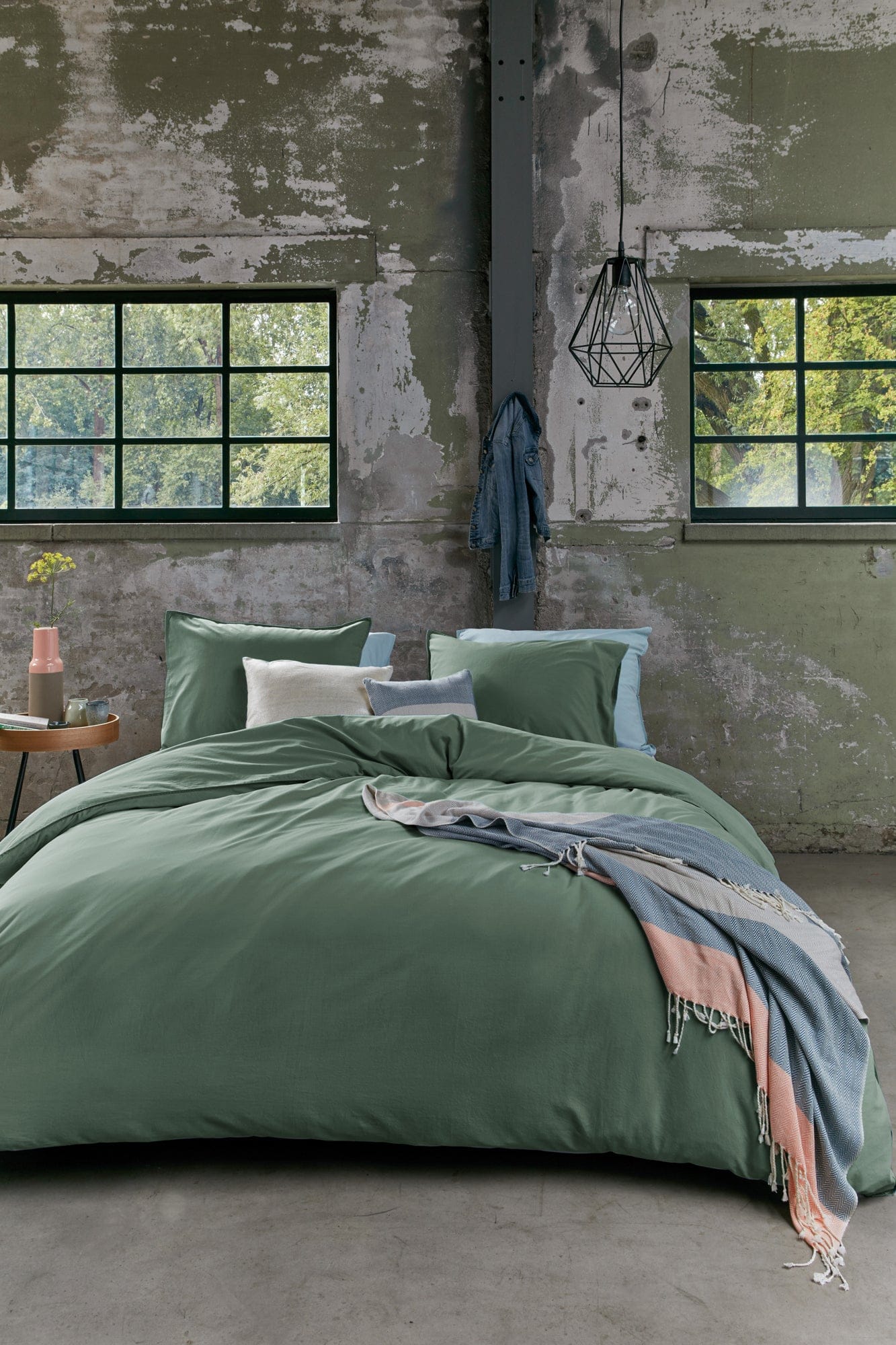 Bedding House Quilt Cover Bedding House Organic Cotton Basic Green Cotton Quilt Cover Set