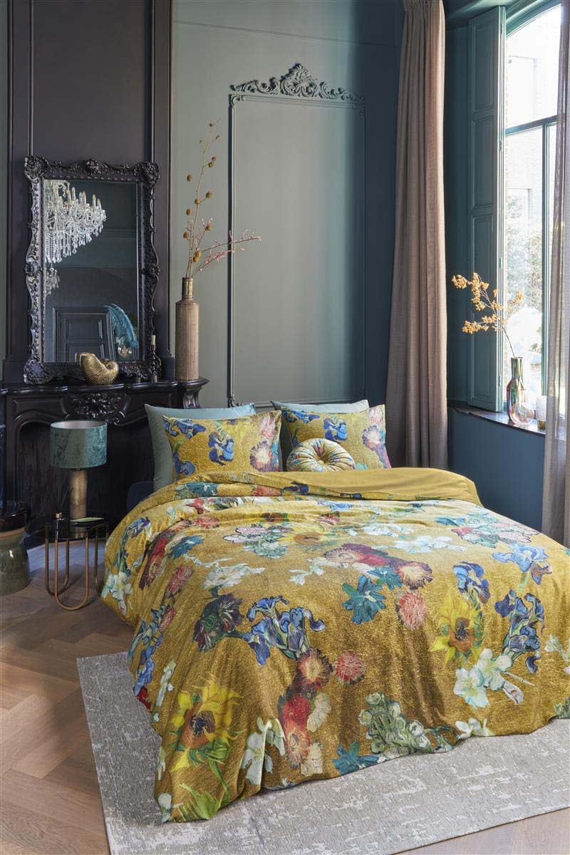 Bedding House Quilt Cover Bedding House Partout des Fleurs Gold Cotton Sateen Quilt Cover Set
