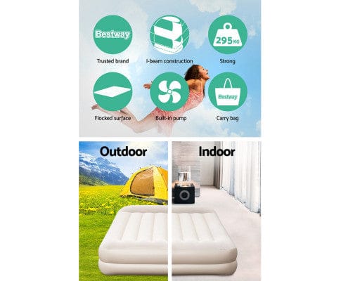 Bestway Inflatable Mattress Air Bed Beds Mattress Queen Size Sleep Built-in Pump Camping Inflatable