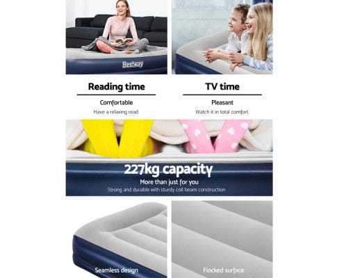 Bestway Inflatable Mattress Air Bed Beds Mattress Single Size Sleep Built-in Pump Camping Inflatable