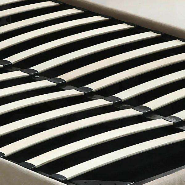 Gas Lift Storage Bed Frame Premium Fabric - Beige Levede