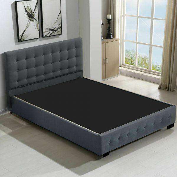 Gas Lift Storage Bed Frame Premium Fabric - Dark Grey Levede