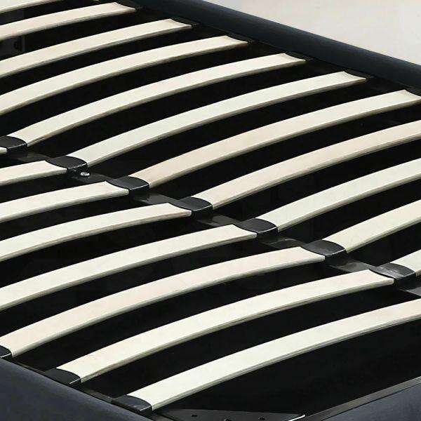 Gas Lift Storage Bed Frame Premium Fabric - Dark Grey Levede