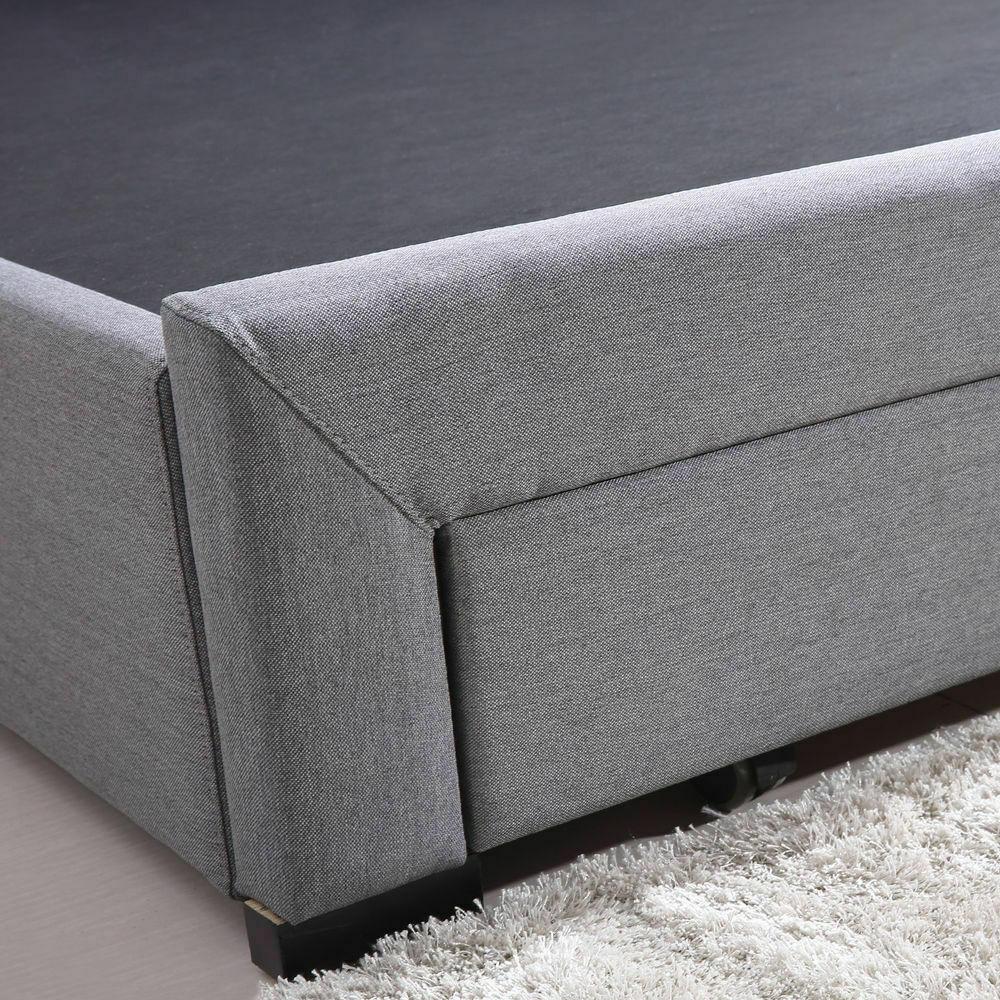 Bed Frame King Fabric With Drawers Storage Beige Levede