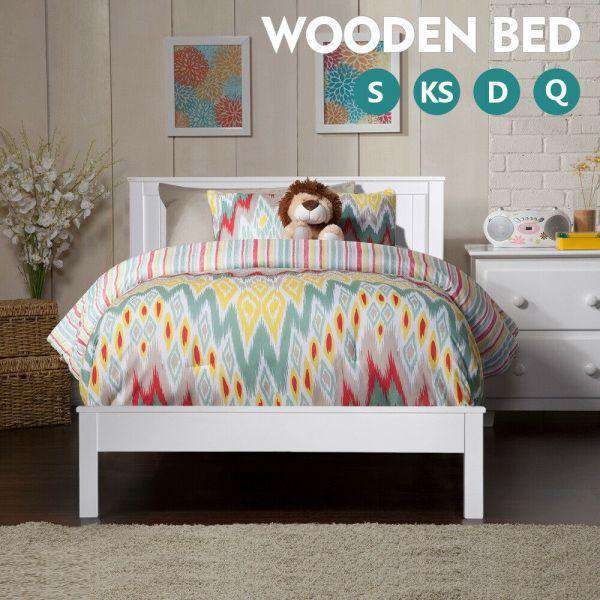 PREMIUM WHITE PINE WOOD BED FRAME Levede