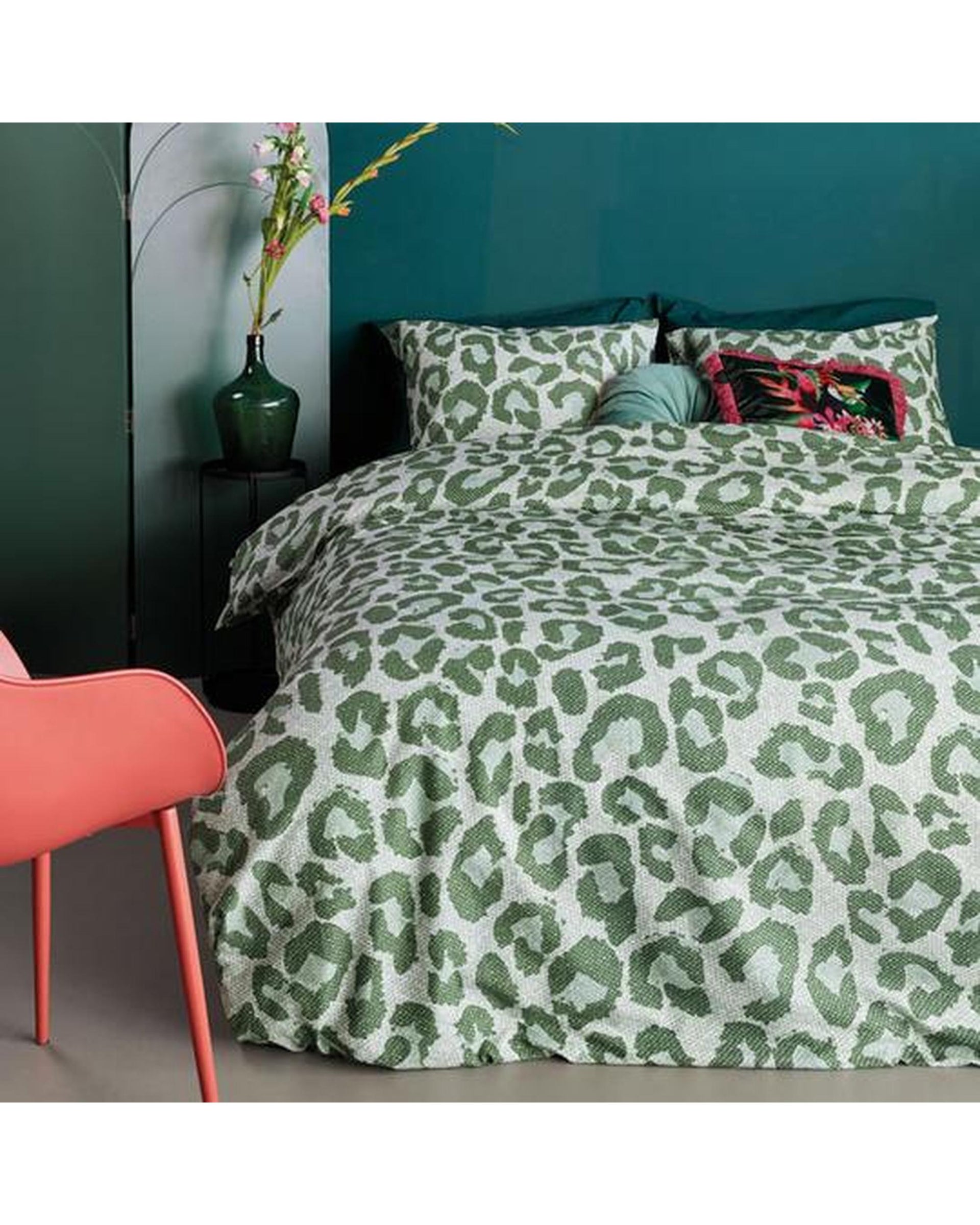 Bedding House Cotton Percale Fabrice Green Quilt Cover Set Bedding House