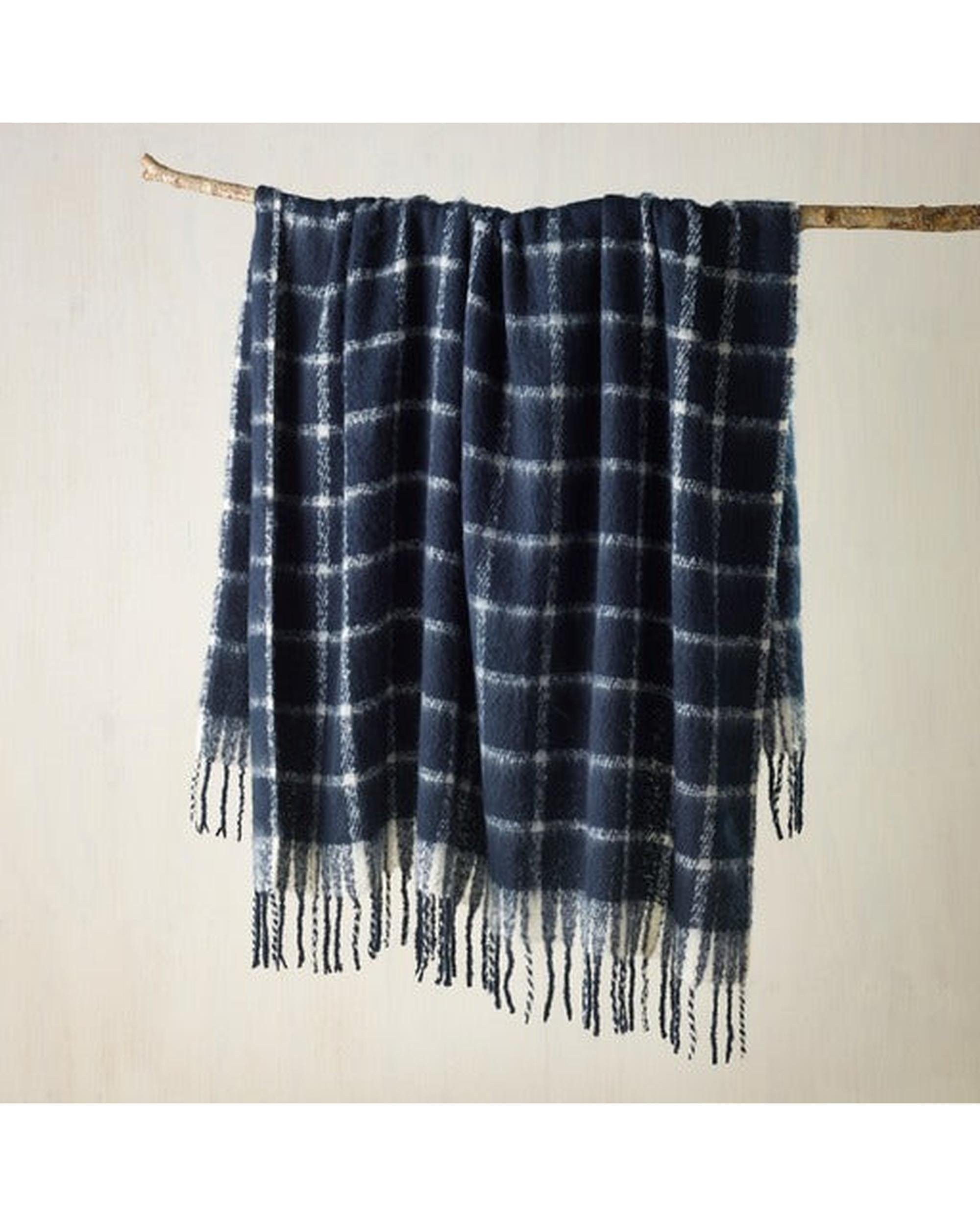 Bianca Bedding Blanket Bianca Australian Maldon Throw Rug Faux Mohair Indigo