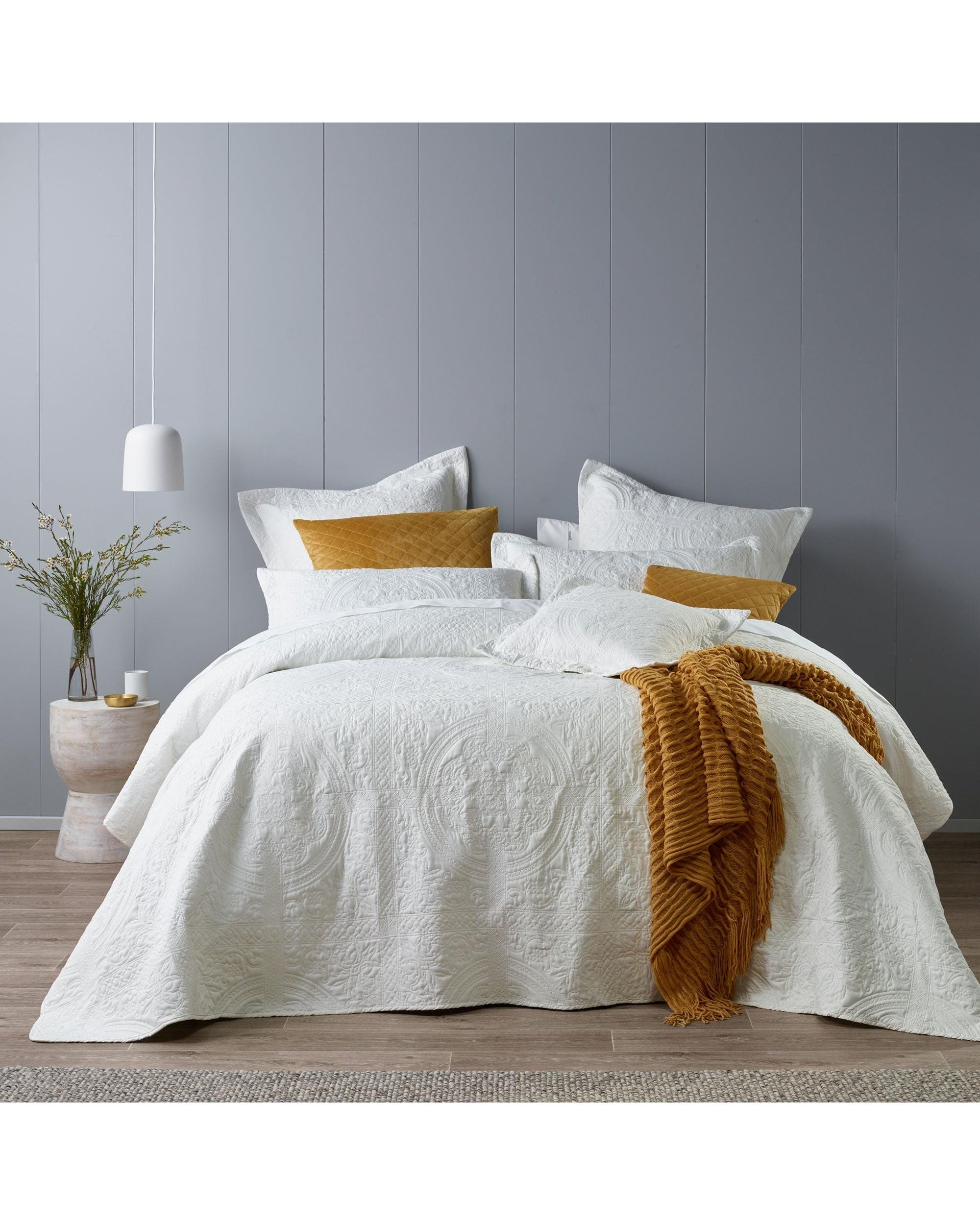 Bianca Bedding Comforter Bianca Bedding ANNORA BEDSPREAD SET WHITE
