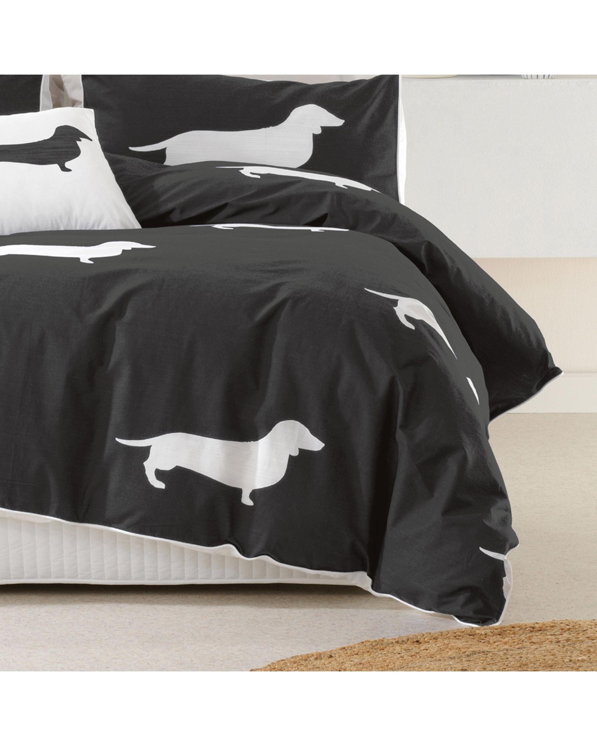 Bianca Bedding Quilt Cover Bianca Bedding DACHSHUND QUILT COVER SET CHARCOAL