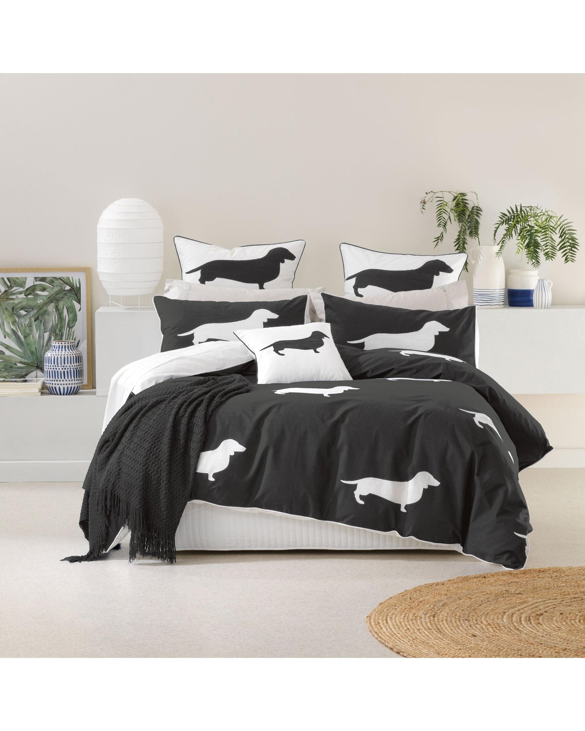 Bianca Bedding Quilt Cover Bianca Bedding DACHSHUND QUILT COVER SET CHARCOAL