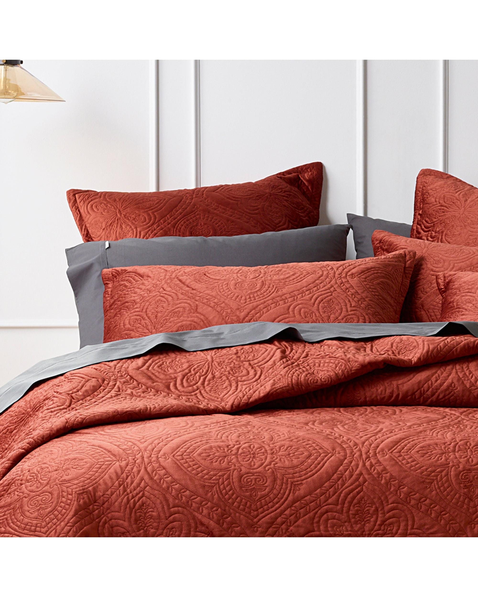 Bianca Bedding Coverlet Bianca Bedding DYNASTY COVERLET SET TERRACOTTA