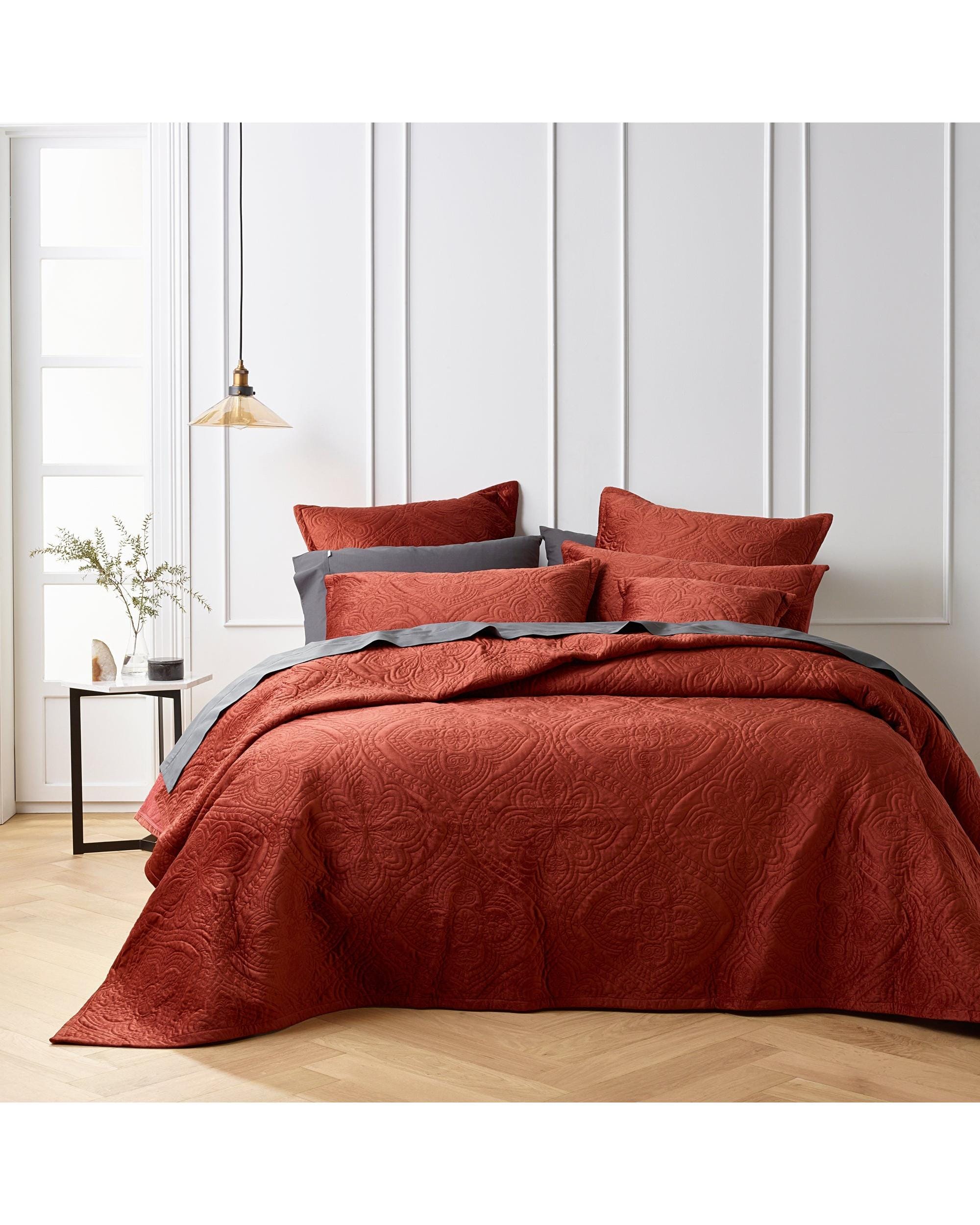 Bianca Bedding Coverlet Bianca Bedding DYNASTY COVERLET SET TERRACOTTA