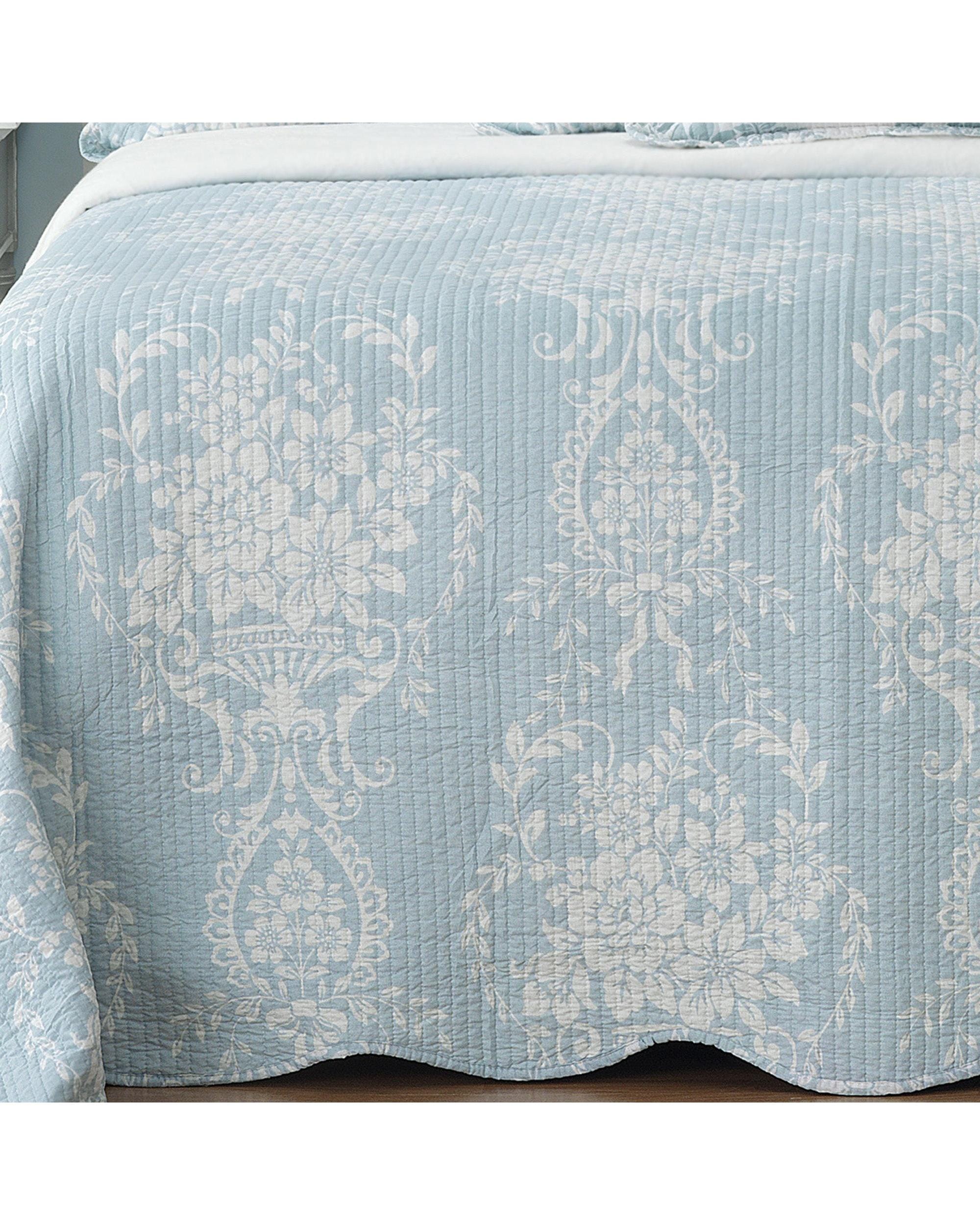 Bianca Bedding Comforter Bianca Bedding FLORENCE BEDSPREAD SET BLUE
