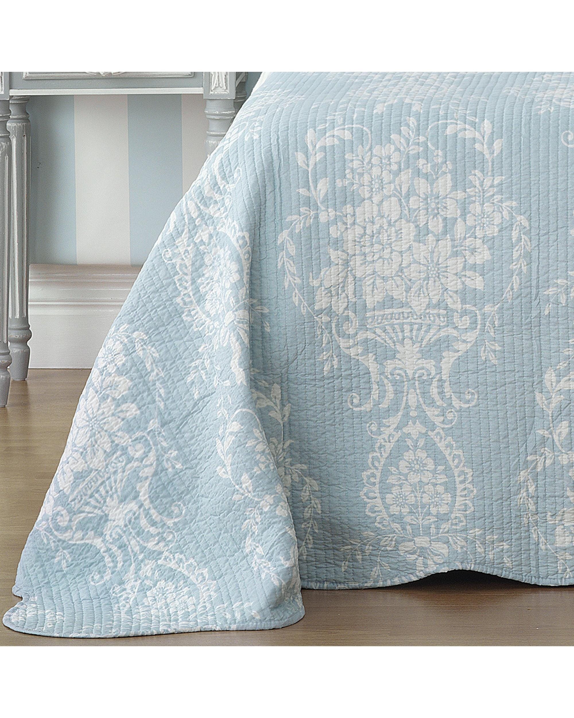 Bianca Bedding Comforter Bianca Bedding FLORENCE BEDSPREAD SET BLUE