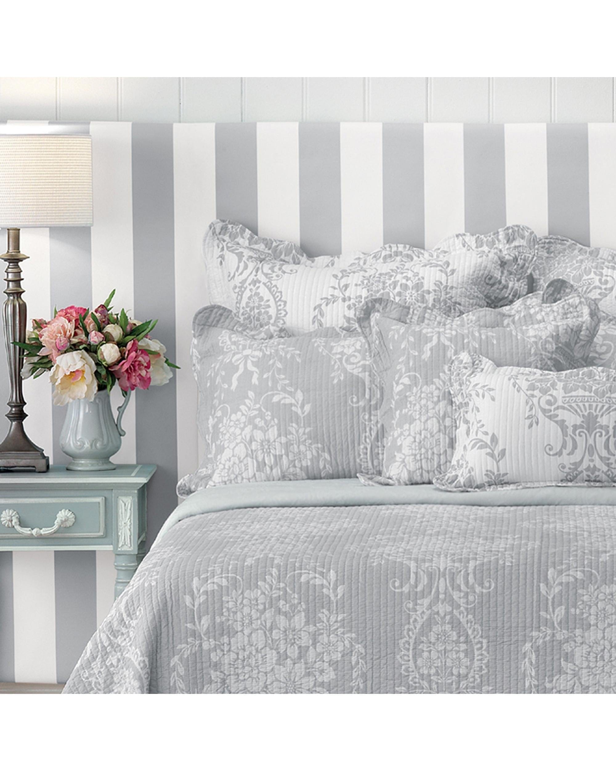 Bianca Bedding Comforter Bianca Bedding FLORENCE BEDSPREAD SET GREY