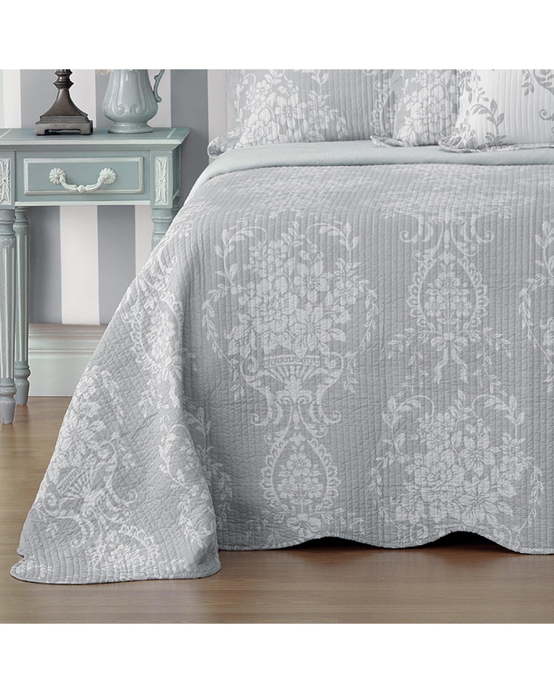 Bianca Bedding Comforter Bianca Bedding FLORENCE BEDSPREAD SET GREY