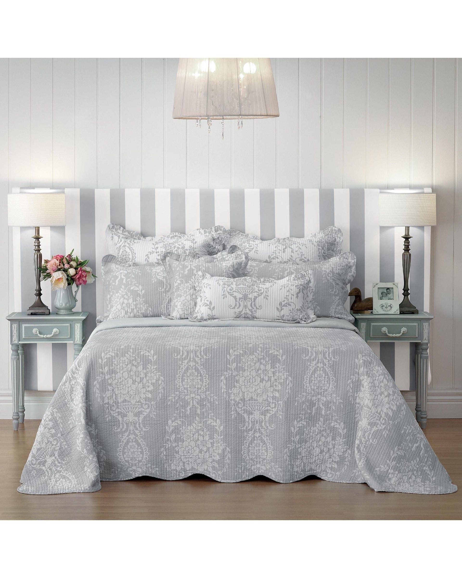 Bianca Bedding Comforter Bianca Bedding FLORENCE BEDSPREAD SET GREY