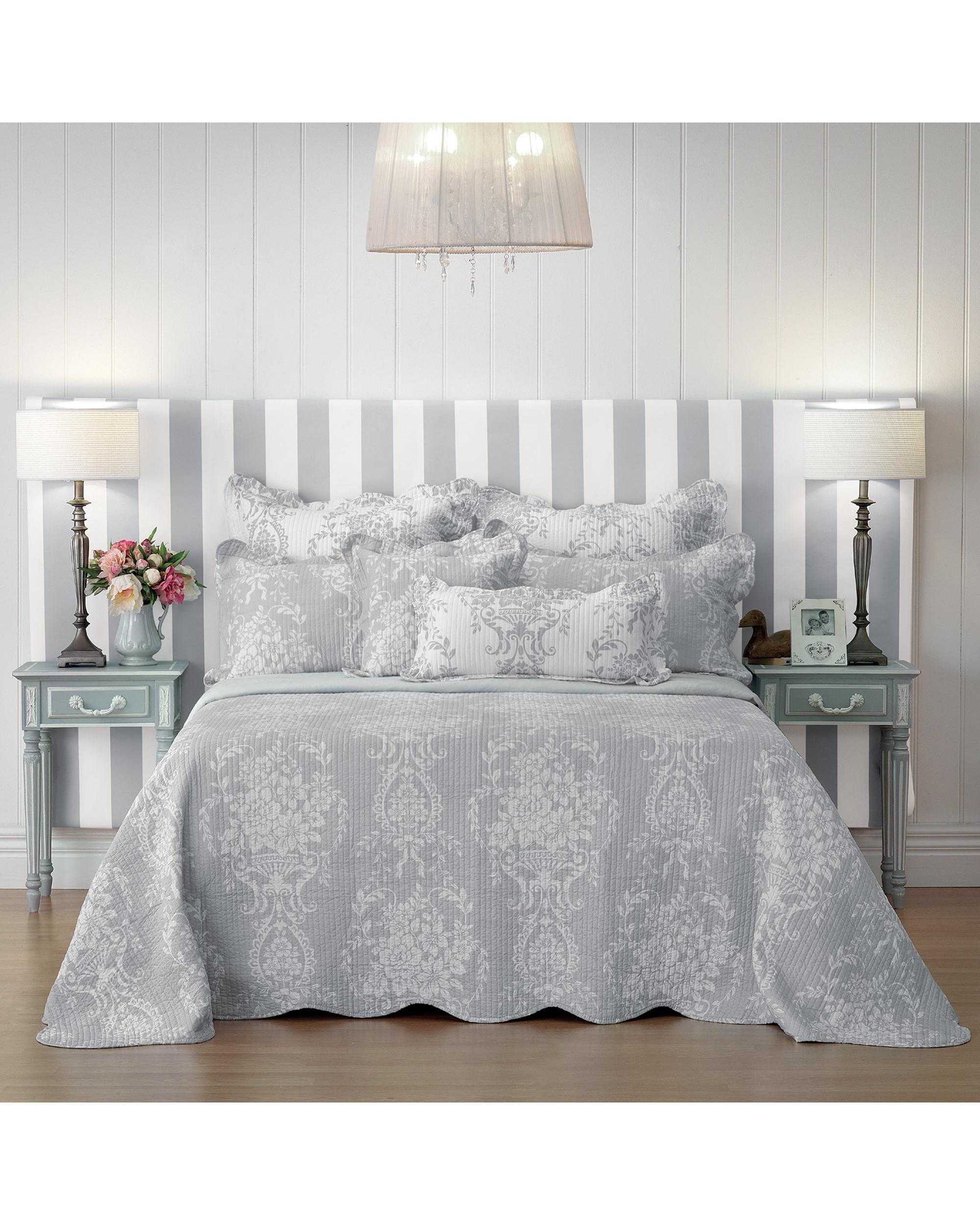 Bianca Bedding Comforter Bianca Bedding FLORENCE BEDSPREAD SET GREY