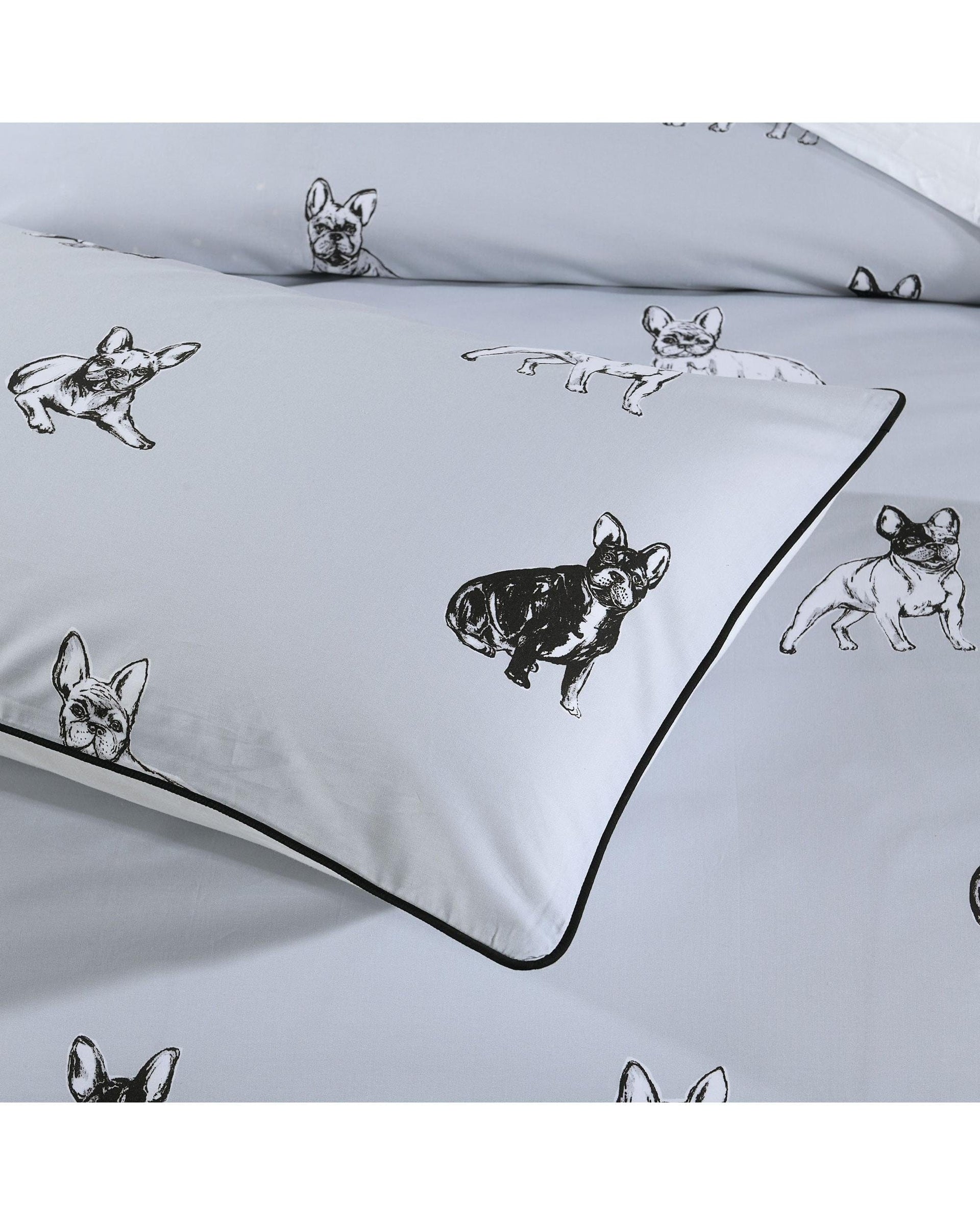 Bianca Bedding Quilt Cover Bianca Bedding FRENCH BULLDOG QUILT COVER SET SILVER