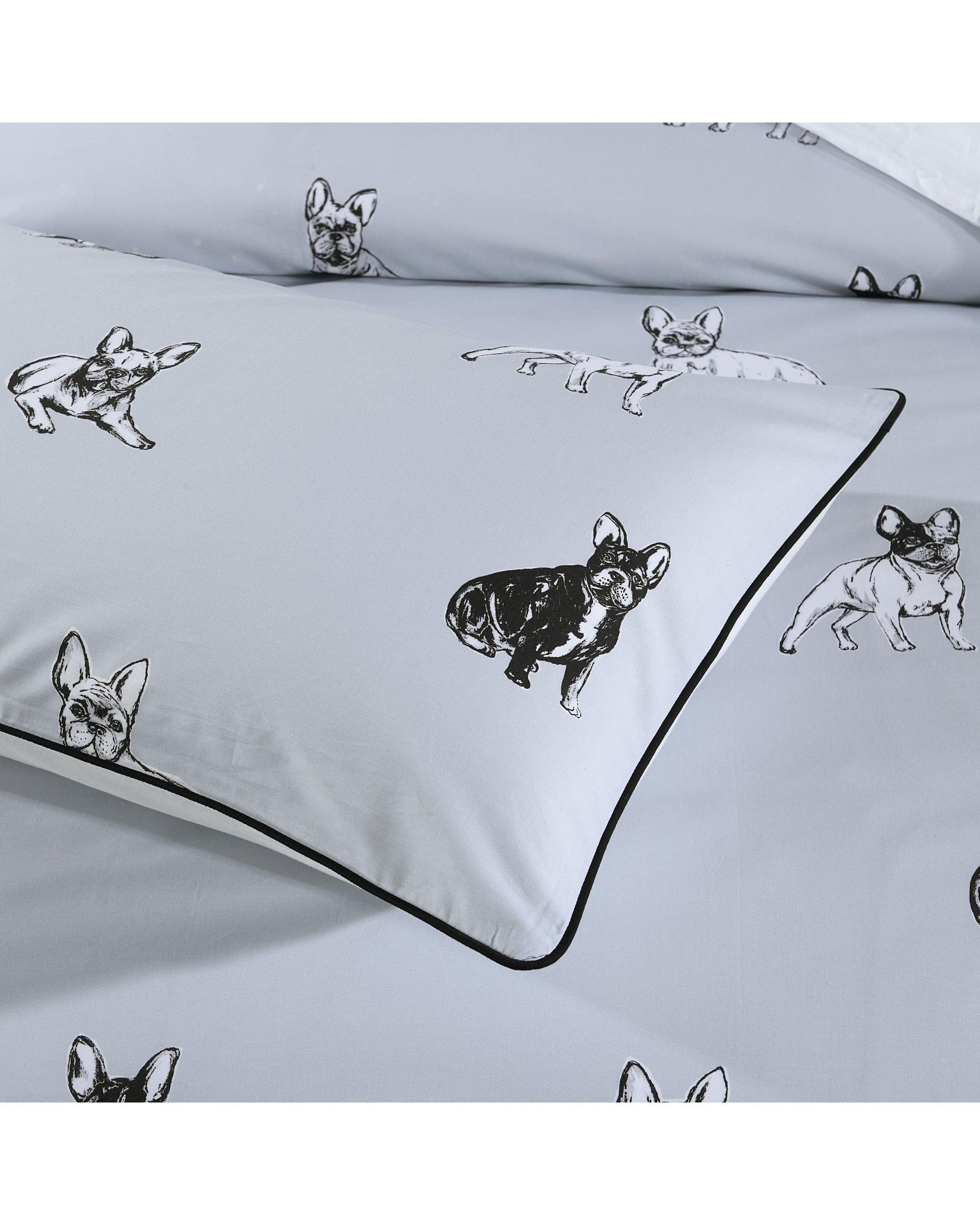 Bianca Bedding Quilt Cover Bianca Bedding FRENCH BULLDOG QUILT COVER SET SILVER