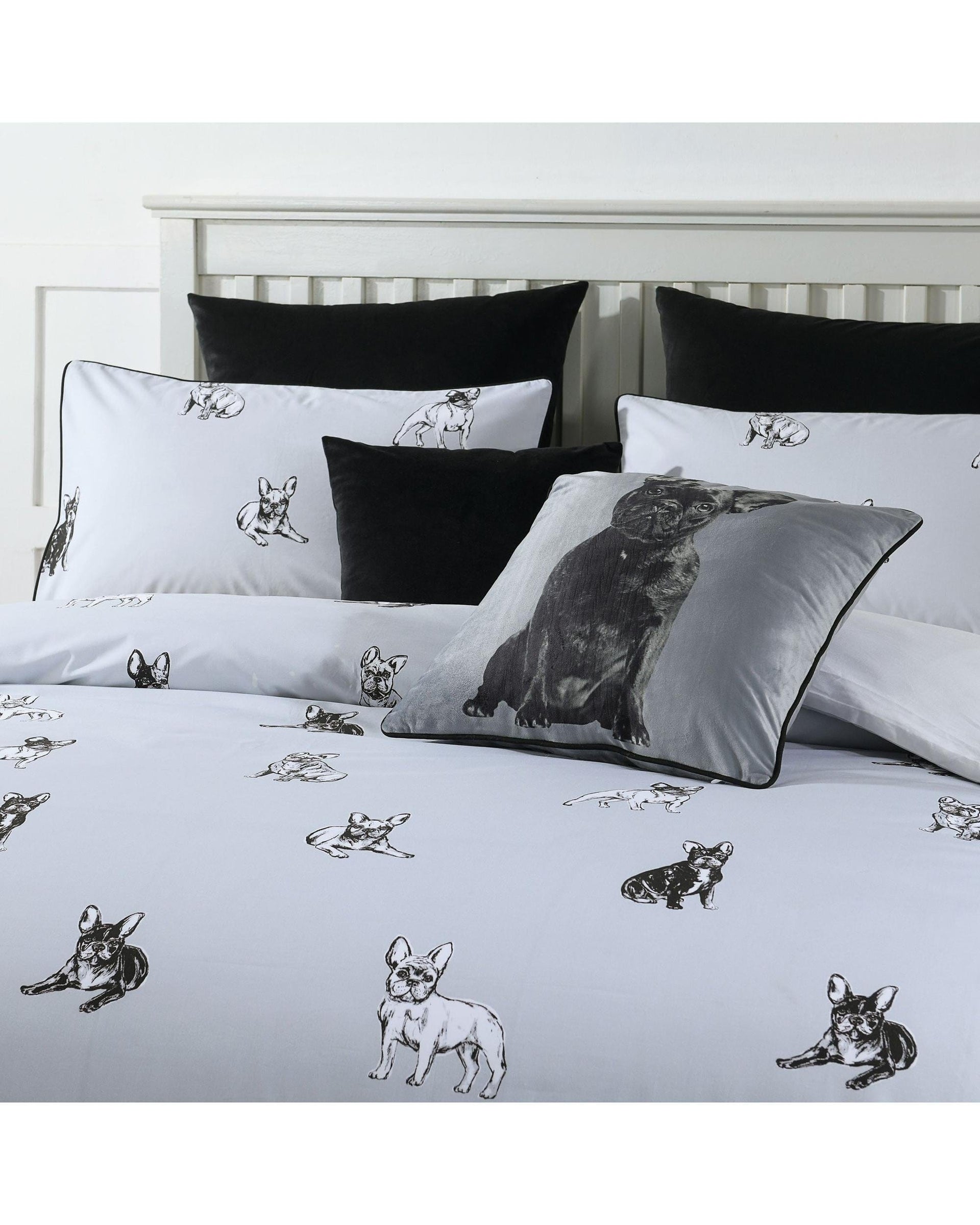 Bianca Bedding Quilt Cover Bianca Bedding FRENCH BULLDOG QUILT COVER SET SILVER