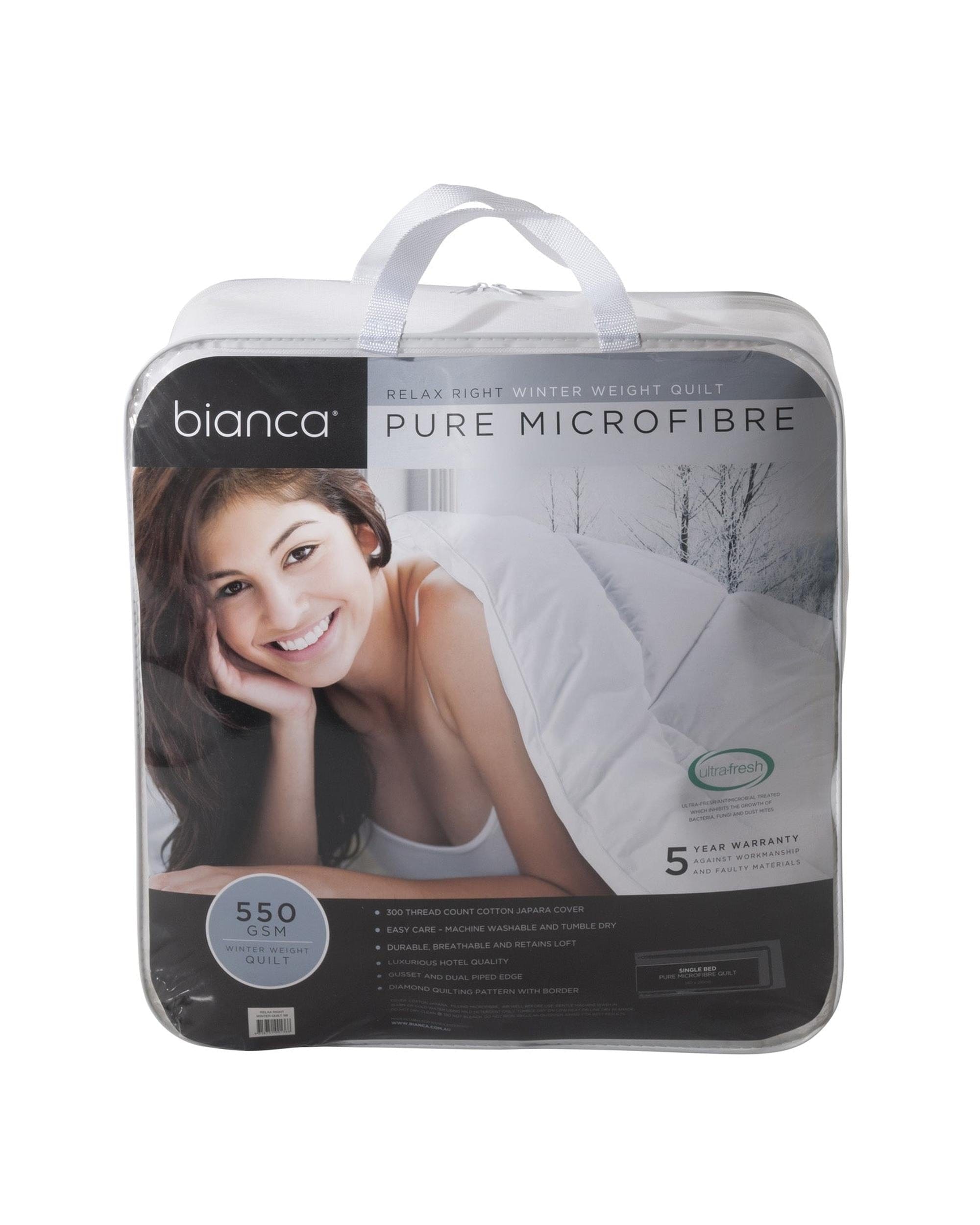 Bianca Bedding Duvet/Quilt Bianca Bedding RELAX RIGHT PURE MICROFIBRE 550GSM WINTER WEIGHT QUILT
