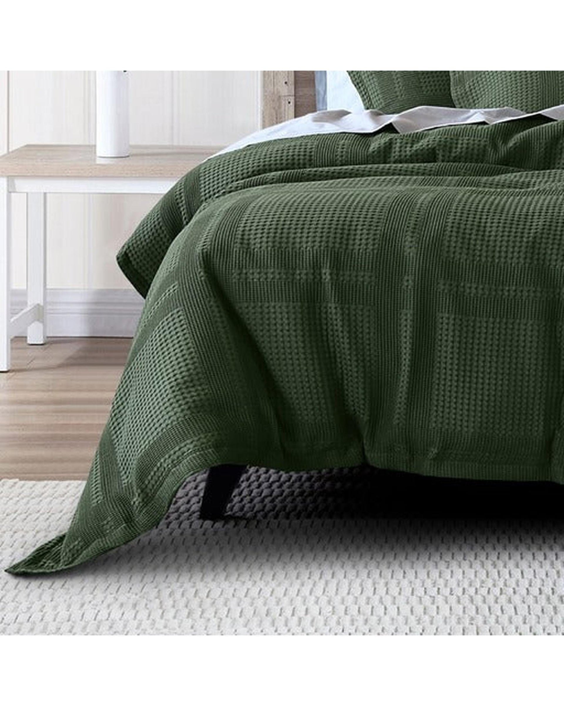 Bianca Bedding Quilt Cover Bianca Bedding Sussex Forest Green Cotton Waffle Jacquard Quilt Cover