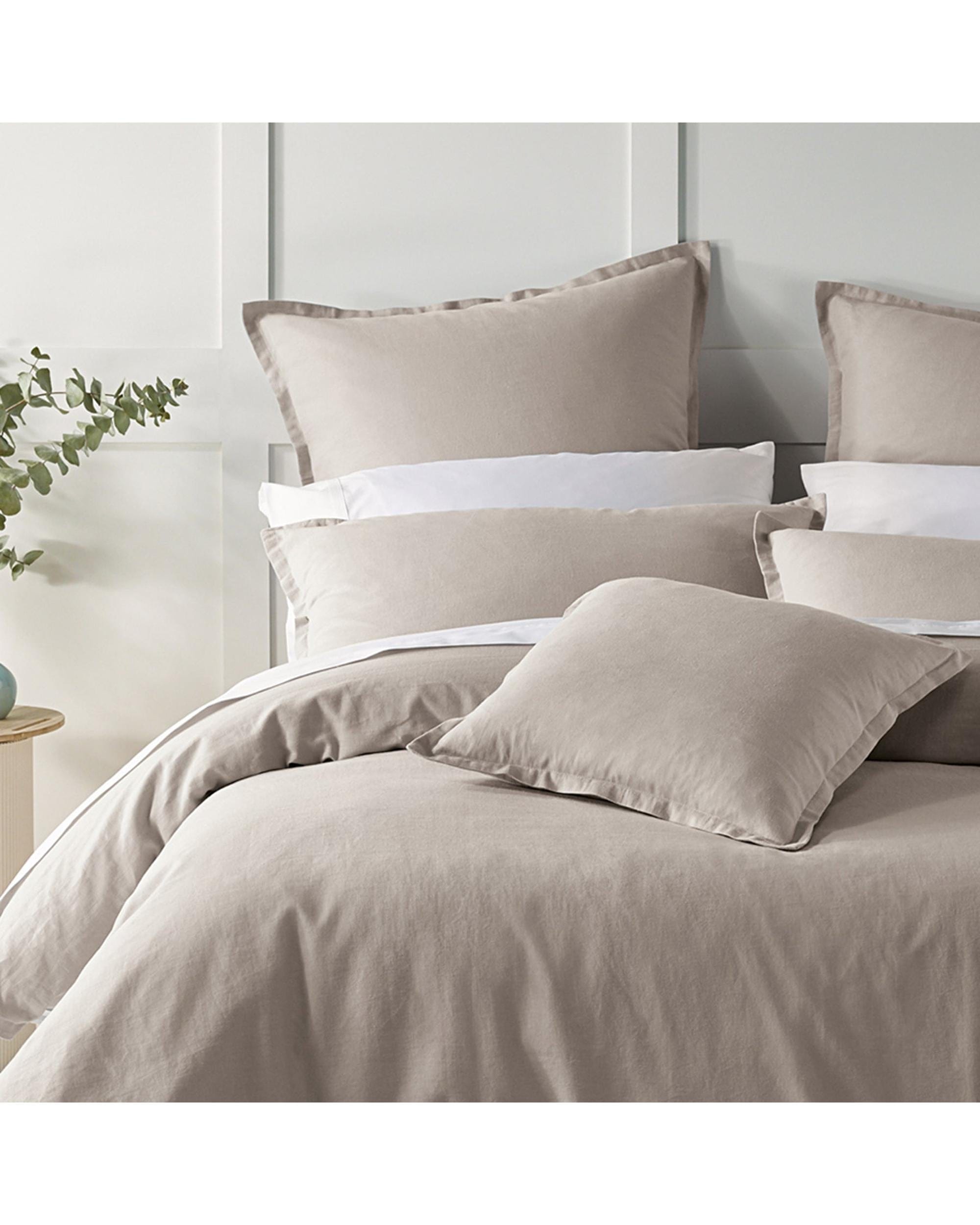 Bianca Bedding Quilt Cover Bianca Bedding WELLINGTON QUILT COVER SET SOFT OATMEAL