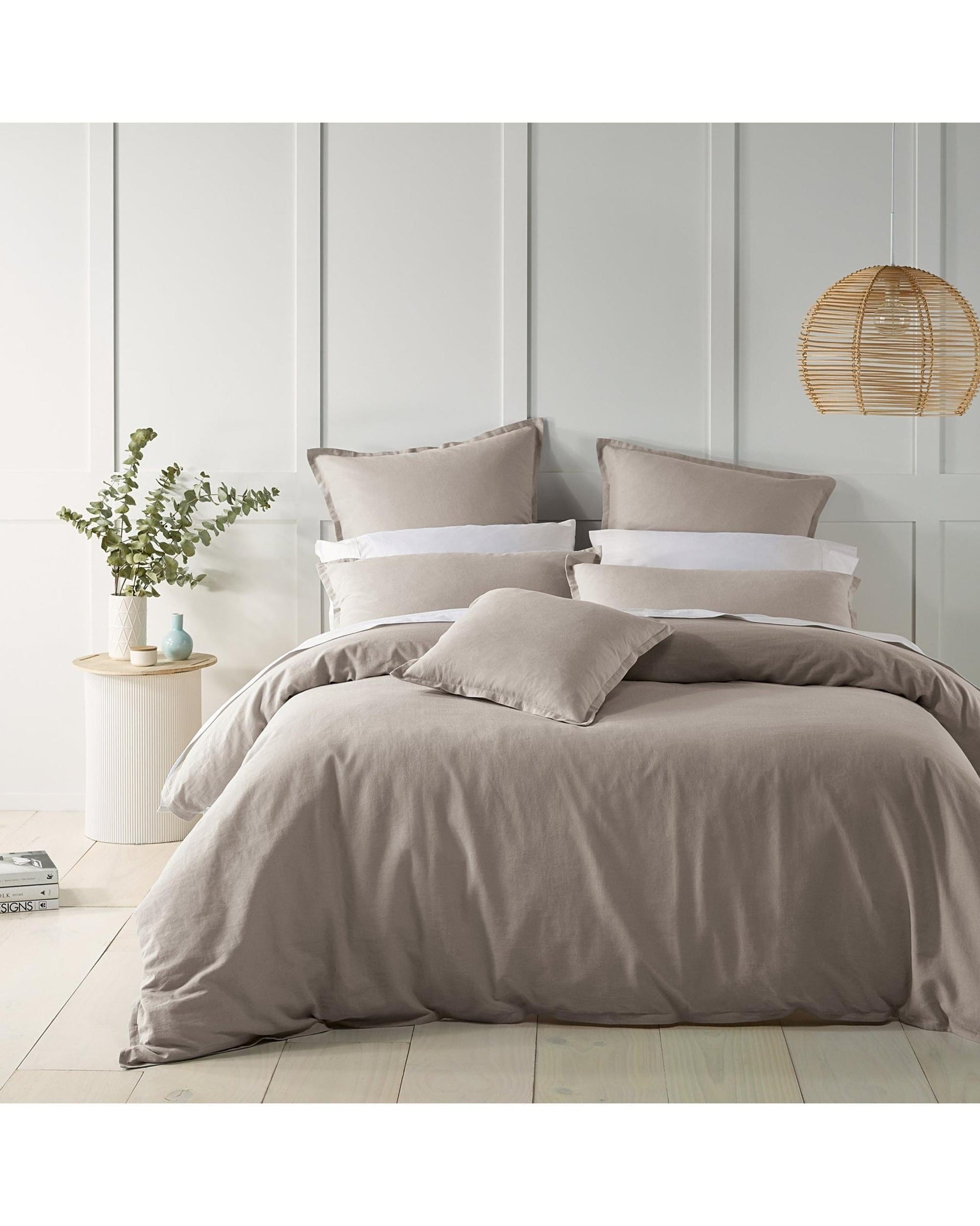 Bianca Bedding Quilt Cover Bianca Bedding WELLINGTON QUILT COVER SET SOFT OATMEAL