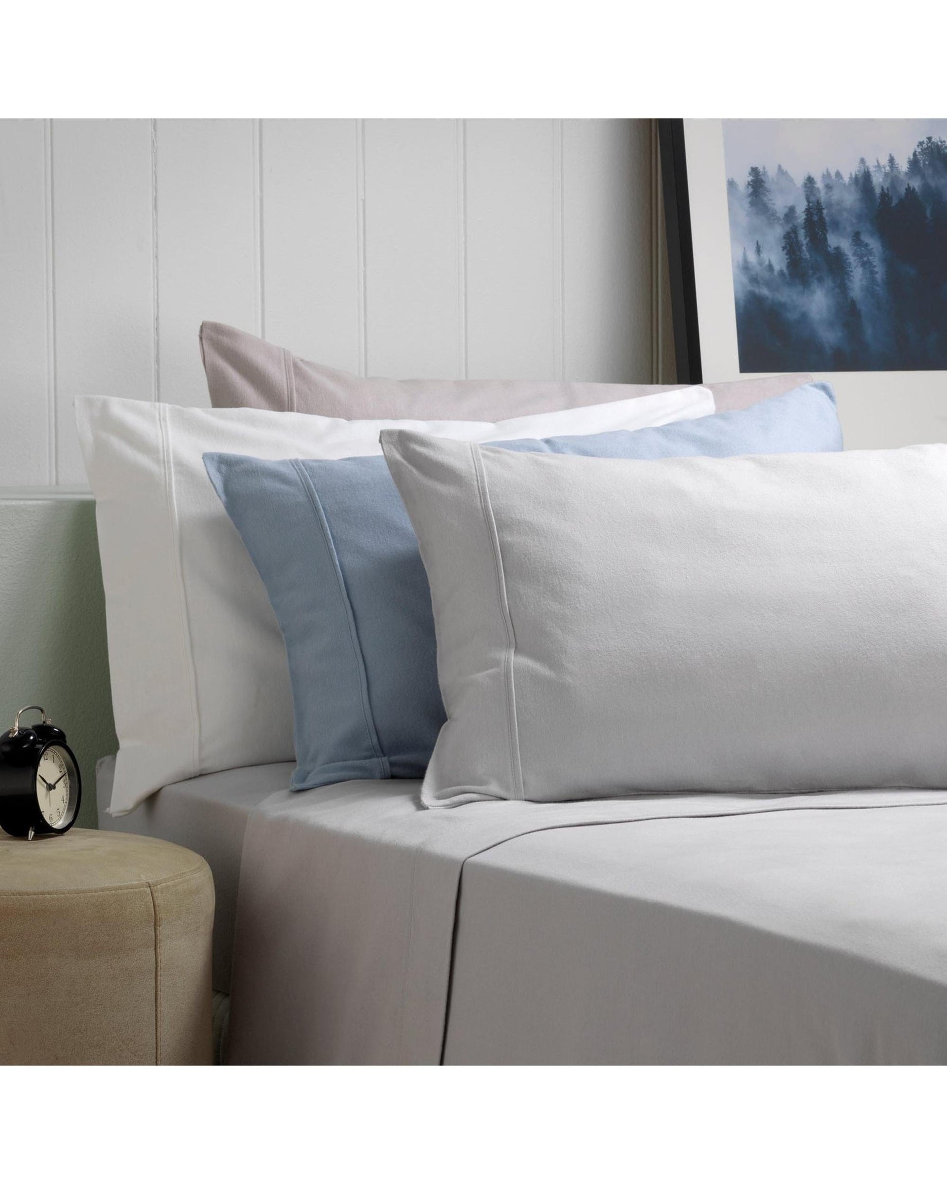 Bianca Bedding Bed Sheets Bianca FLETCHER FLANNELETTE COTTON SHEET SETS STEEL BLUE