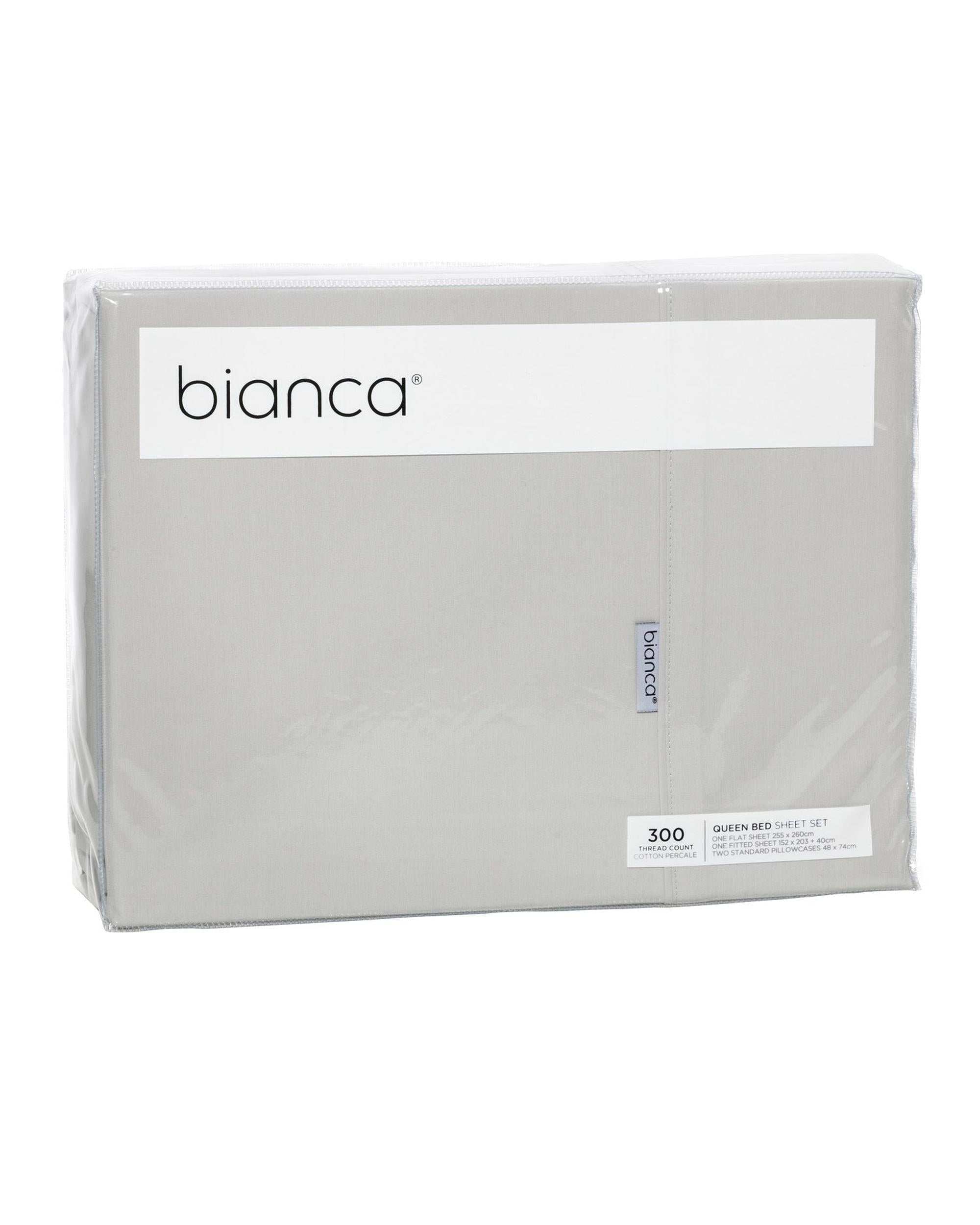 Bianca Bedding Bed Sheets Bianca HESTON 300 THREAD COUNT COTTON PERCALE SHEET SETS SILVER