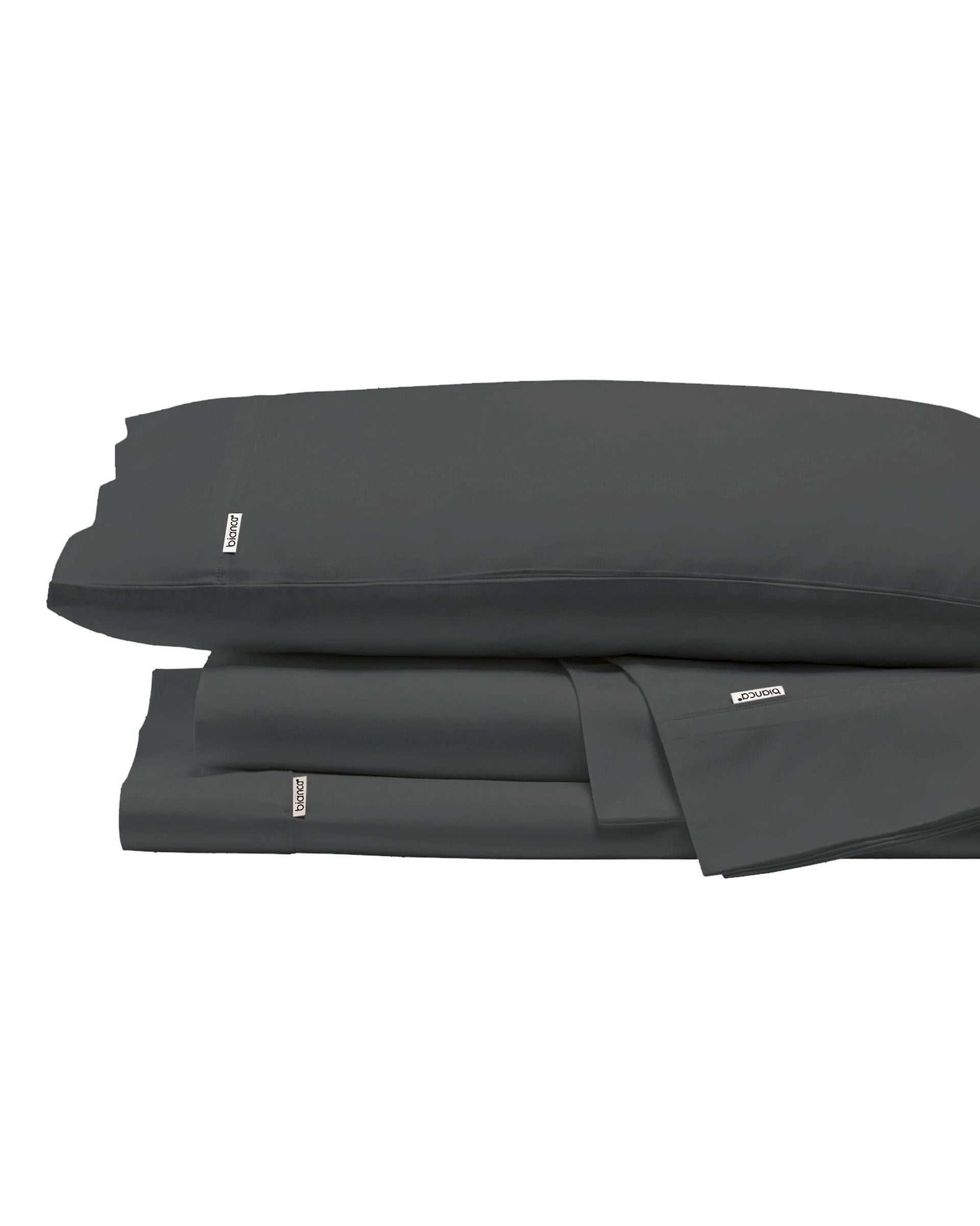 Bianca Bedding Bed Sheets Bianca KINGSTON 500 THREAD COUNT COTTON SATEEN SHEET SETS CHARCOAL